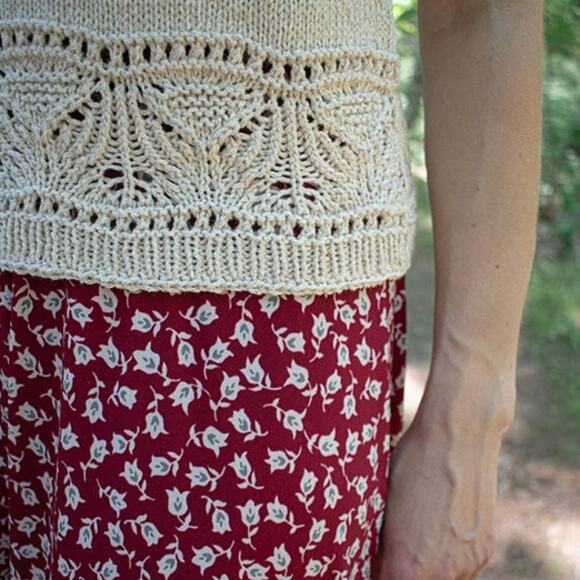 NWT Handknit Tee with Intricate Lace Panel Women's Small Cotton/Alpaca Blend - Picture 3 of 6